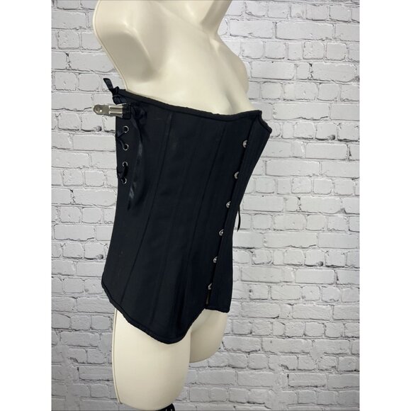 Timeless Trends Black Lace Up Wool OverBust Corset Hourglass Silhouette 28 M - Picture 8 of 11